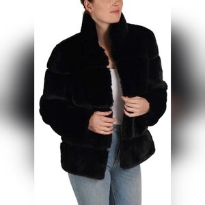 Love Token Quilted Pattern Ladies Faux Fur Jacket